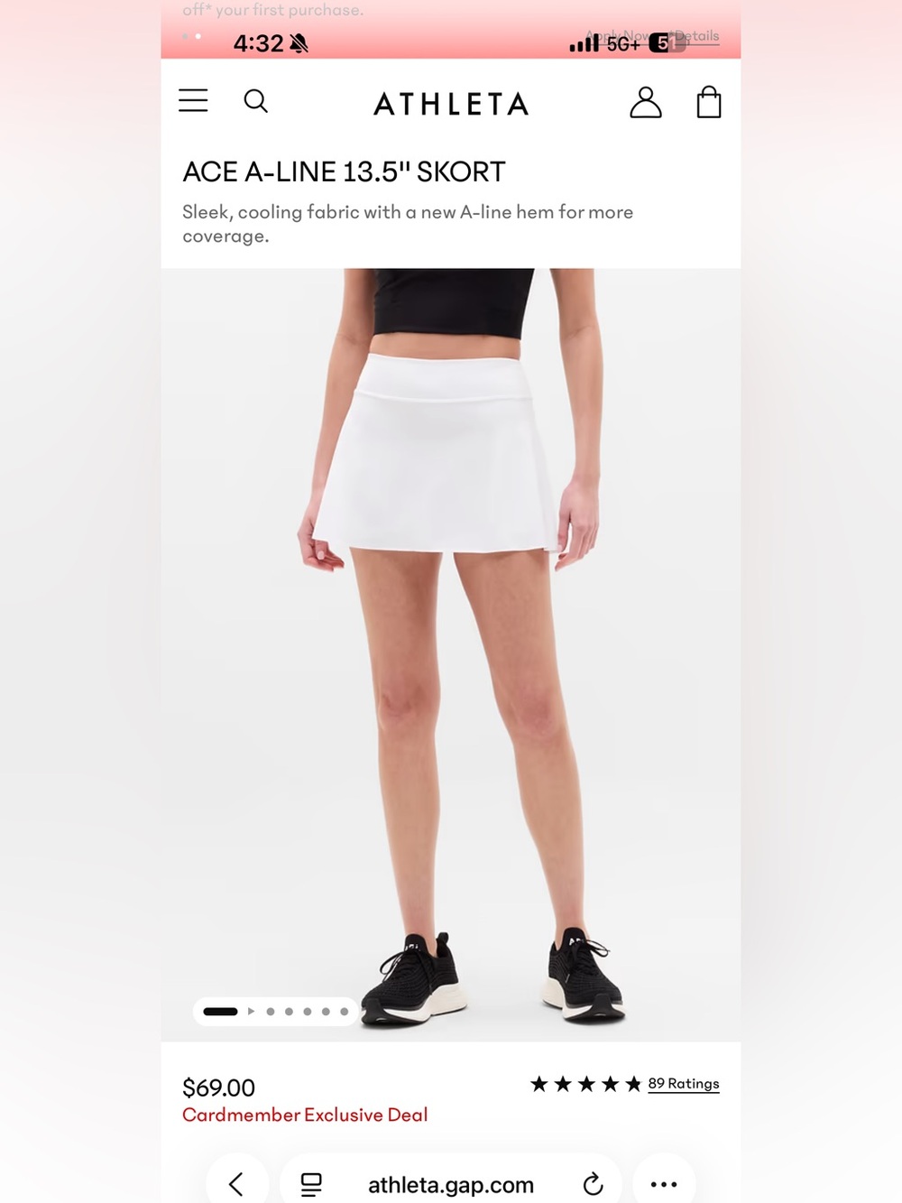 Athleta White A-Line Athletic Skort